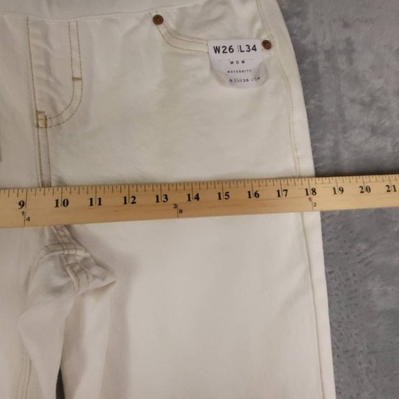 Topshop Womens Mom Jeans White Stretch Pull On Mid Rise Maternity 26 New - Picture 4 of 11